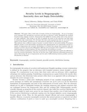 Security Levels in Steganography – Insecurity Does Not Imply Detectability