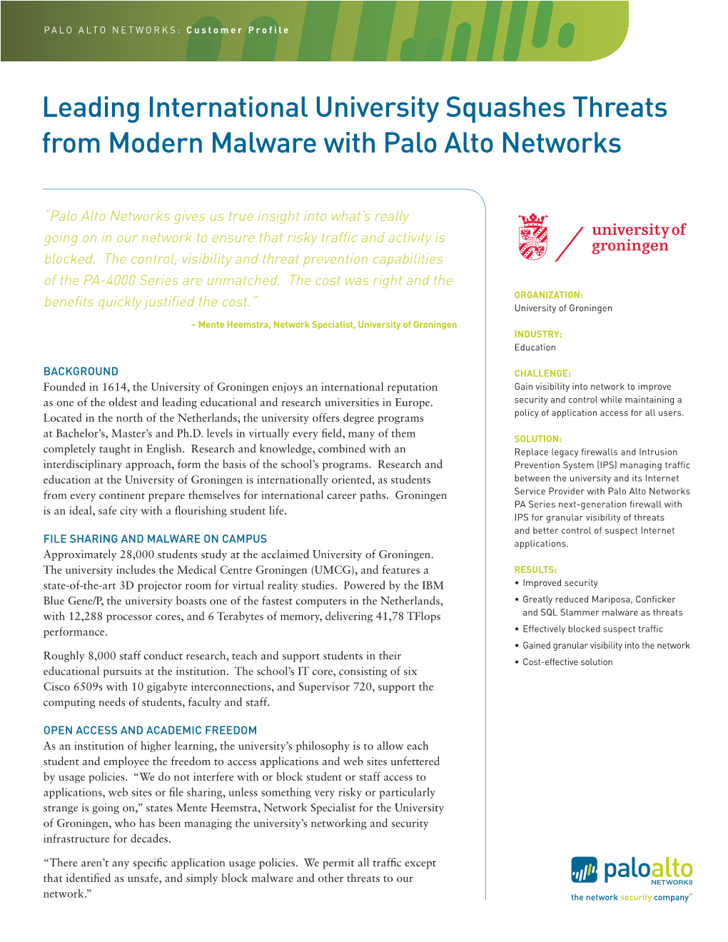 Leading International University Squashes Threats from Modern Malware with Palo Alto Networks