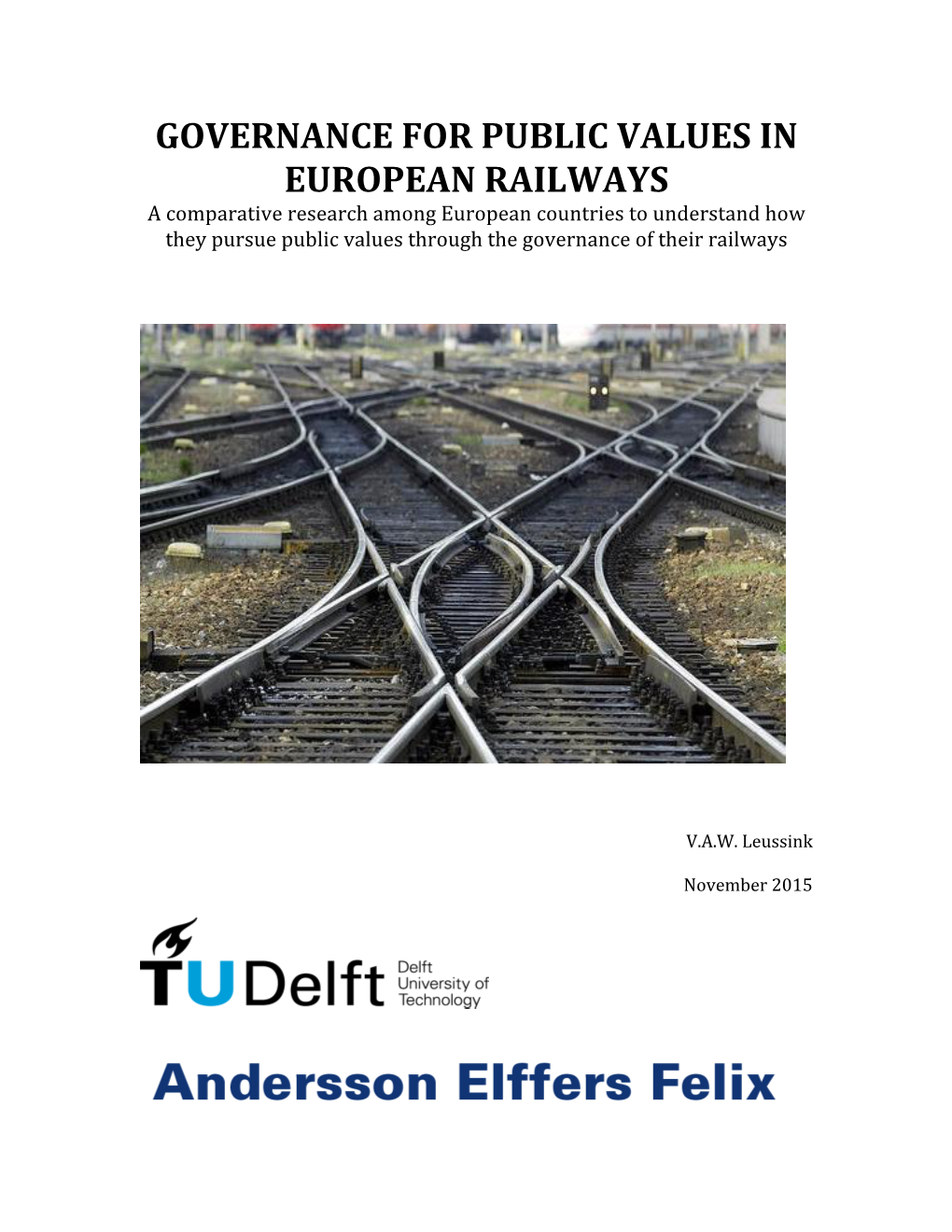 Governance for Public Values in European Railways
