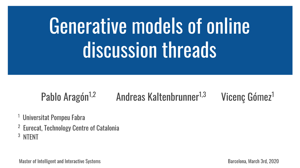 Generative Models of Online Discussion Threads