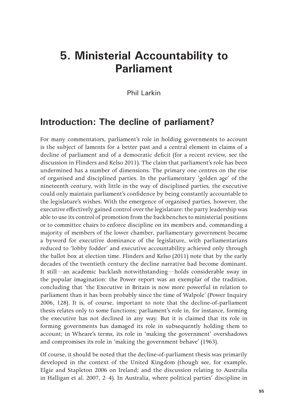 5. Ministerial Accountability to Parliament