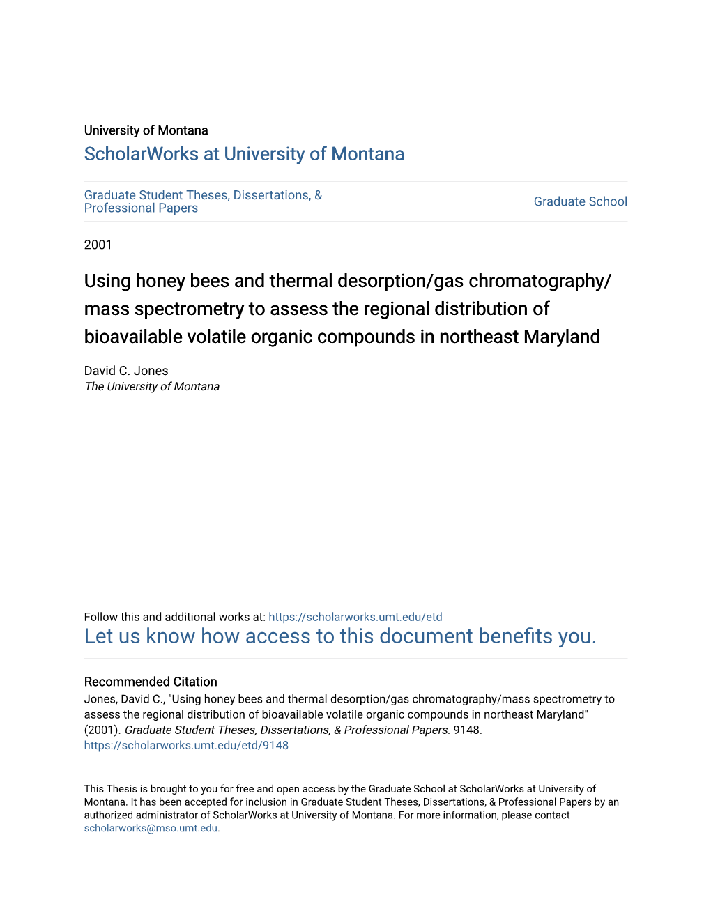 Using Honey Bees and Thermal Desorption/Gas Chromatography