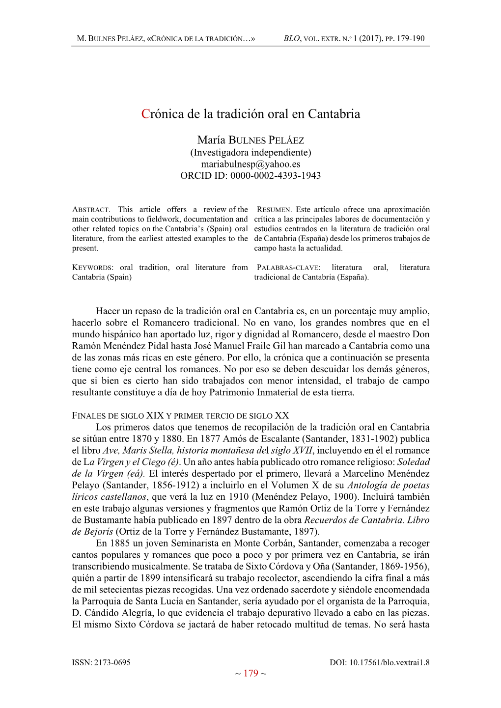 Crónica De La Tradición Oral En Cantabria