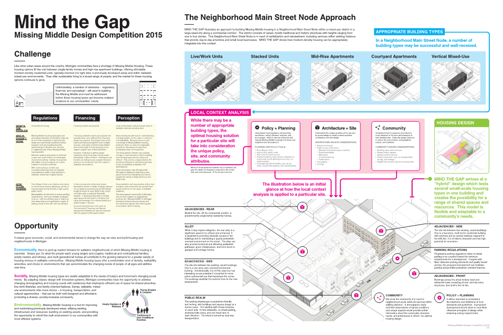 Missing Middle Design Competition 2015 Challenge Opportunity the Neighborhood Main Street Node Approach