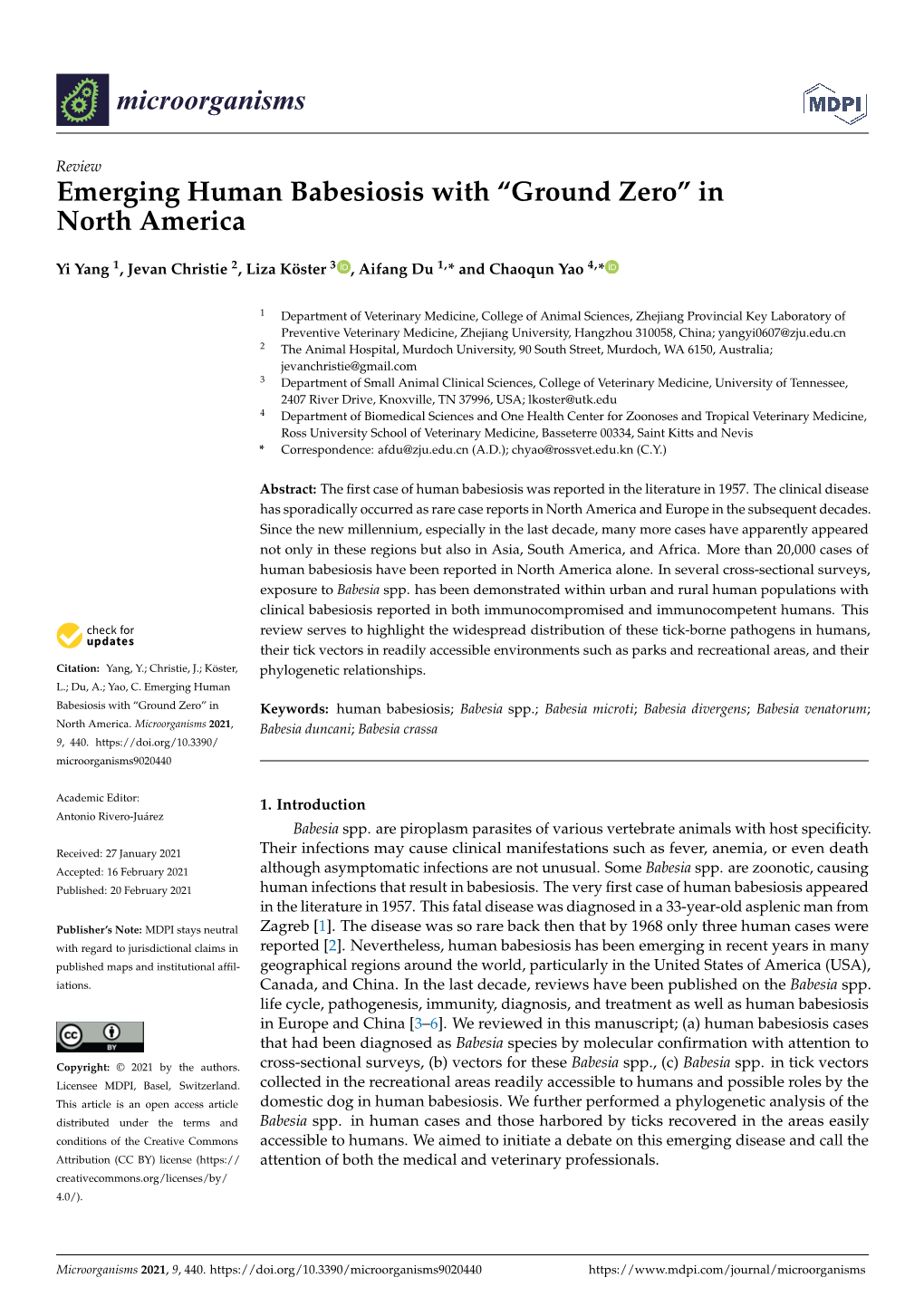 Emerging Human Babesiosis with “Ground Zero” in North America