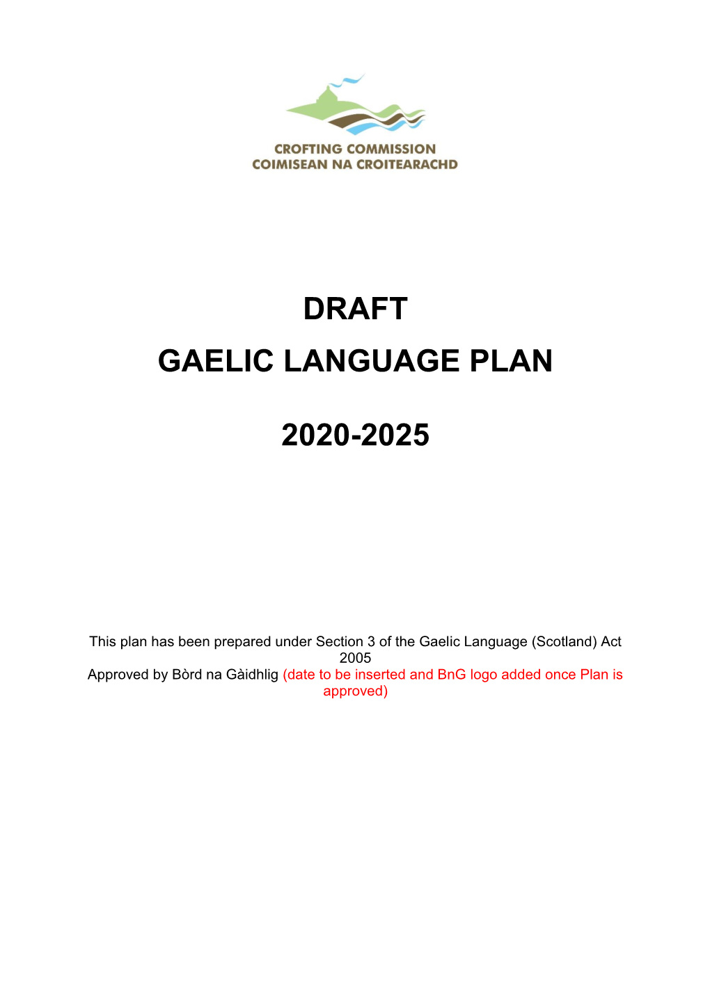 Draft Gaelic Language Plan 2020-2025