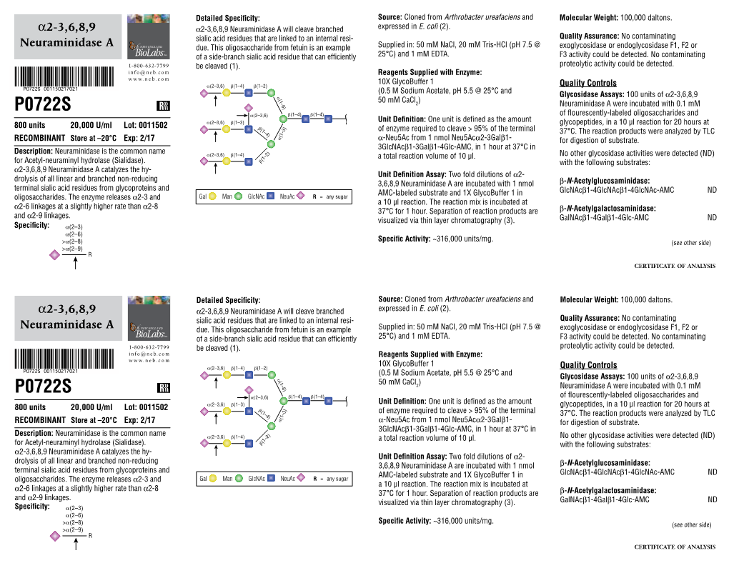 Datasheet for Α2,3,6,8,9 Neuraminidase A