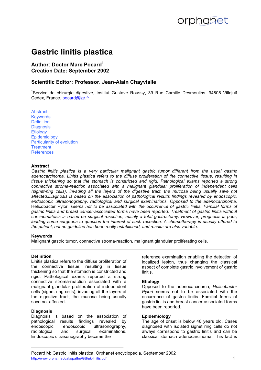 Gastric Linitis Plastica