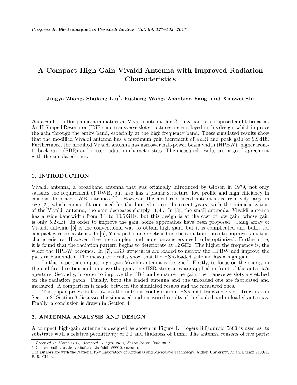 A Compact High-Gain Vivaldi Antenna with Improved Radiation Characteristics