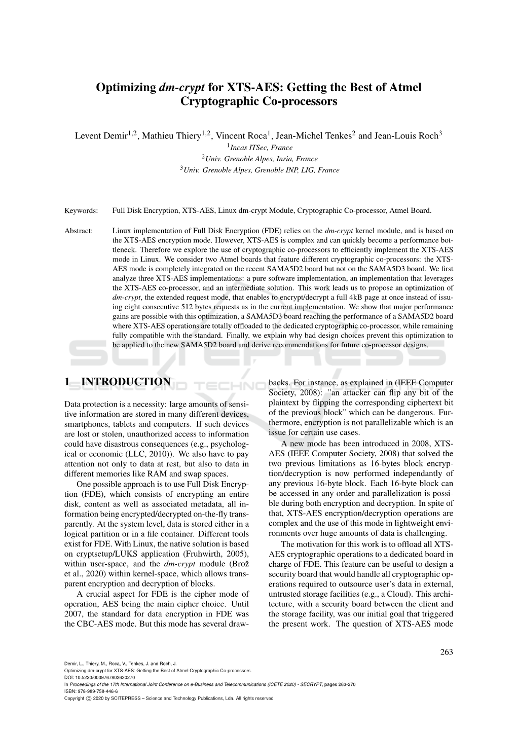 Optimizing Dm-Crypt for XTS-AES: Getting the Best of Atmel Cryptographic Co-Processors