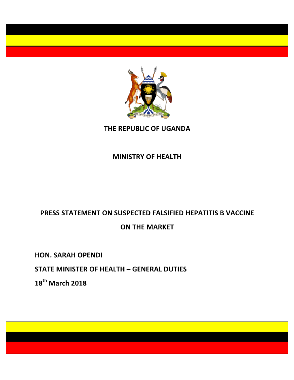 Press Statement on Falsified Hepatitis B Vaccine on the Market