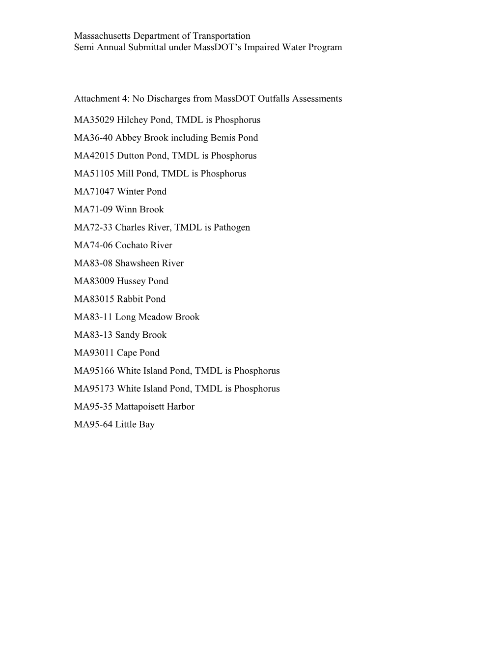 "Attachment 4 June 2013 Massdot Impaired Waters Program"