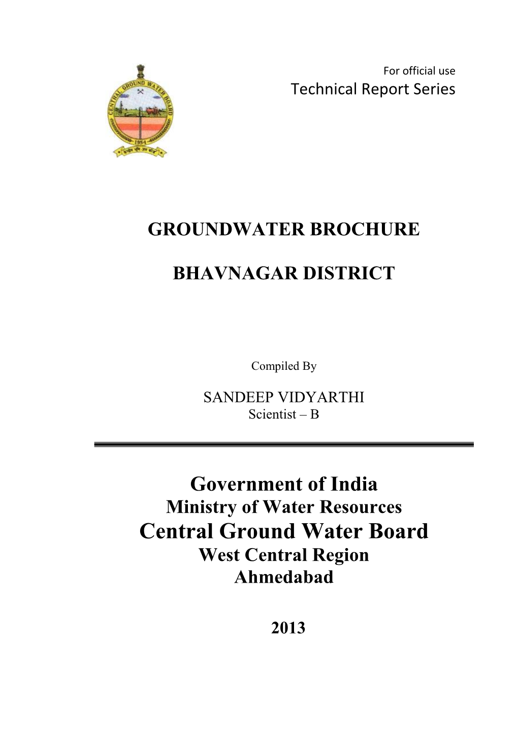 Groundwater Brochure Bhavnagar District