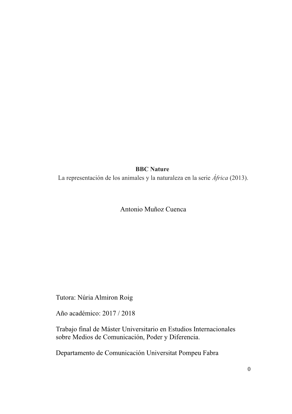 2017 / 2018 Trabajo Final De Máster Universitario En Estudio