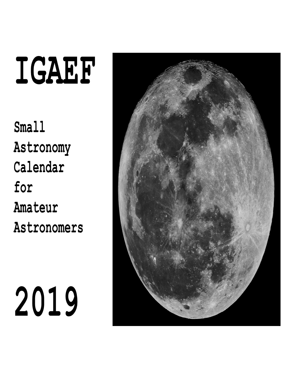 Small Astronomy Calendar for Amateur Astronomers 2019