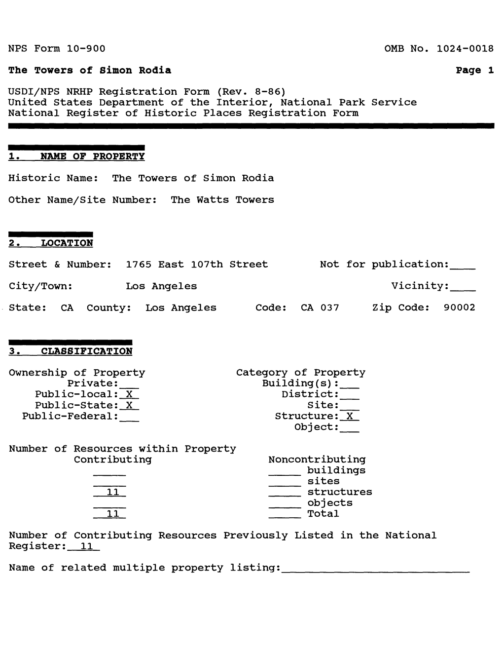 The Towers of Simon Rod!A Page 1 USDI/NPS NRHP Registration Form (Rev