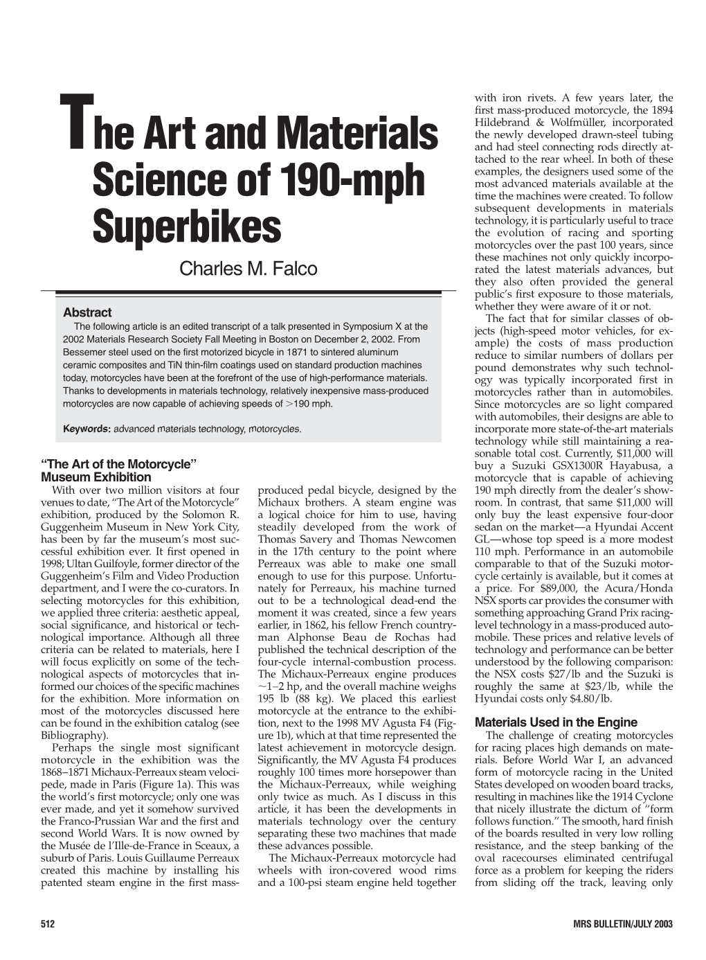 The Art and Materials Science of 190-Mph Superbikes