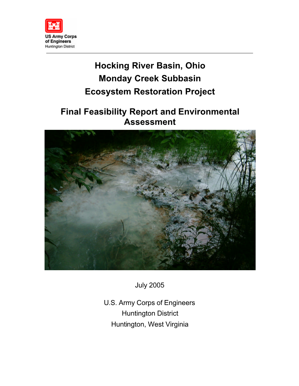 Hocking River Basin, Ohio Monday Creek Subbasin Ecosystem Restoration Project