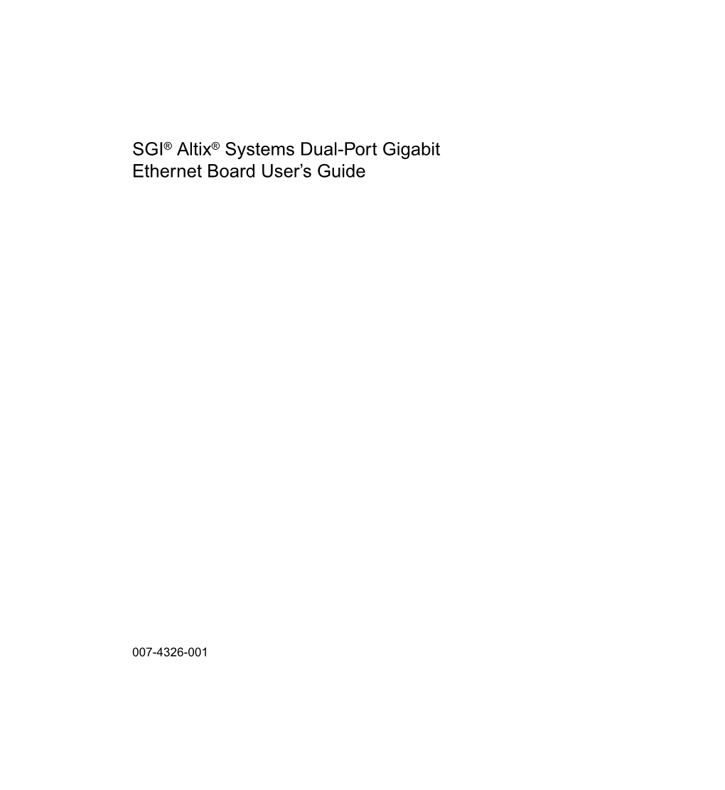 SGI® Altix® Systems Dual-Port Gigabit Ethernet Board User's Guide