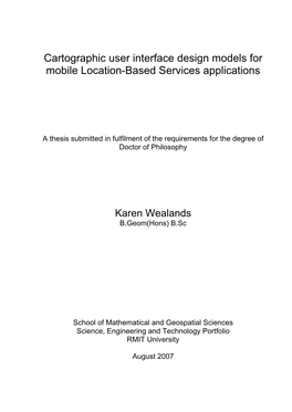 Cartographic User Interface Design Models for Mobile Location-Based Services Applications