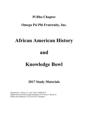 African American History and Knowledge Bowl 2017 Study Materials