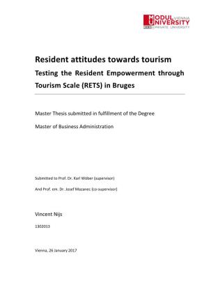 Resident Attitudes Towards Tourism