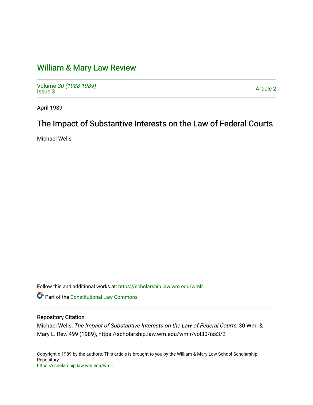 The Impact of Substantive Interests on the Law of Federal Courts