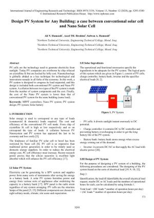 Design PV System for Any Building: a Case Between Conventional Solar Cell and Nano Solar Cell