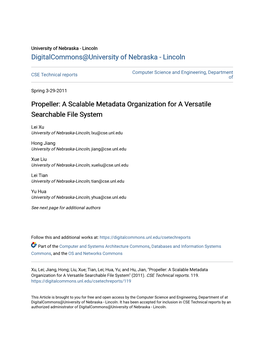 Propeller: a Scalable Metadata Organization for a Versatile Searchable File System