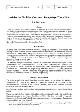 Axiidea and Gebiidea (Crustacea: Decapoda) of Costa Rica