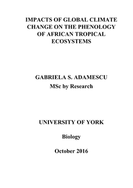 Impacts of Global Climate Change on the Phenology of African Tropical Ecosystems