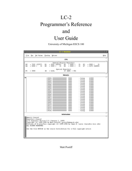 LC-2 Programmer's Reference and User Guide