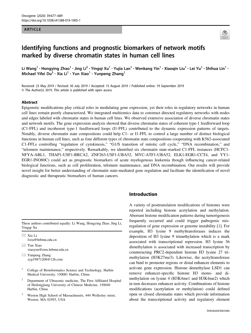 Identifying Functions and Prognostic Biomarkers of Network Motifs Marked by Diverse Chromatin States in Human Cell Lines