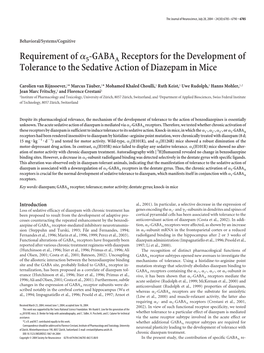 Requirement Ofα5-GABAA Receptors for the Development of Tolerance To