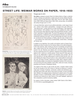 Street Life: Weimar Works on Paper, 1918–1933