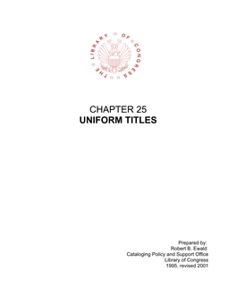 Chapter 25: Uniform Titles