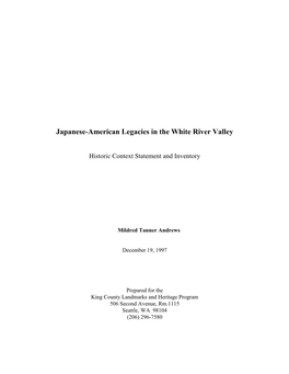 Japanese-American Legacies in the White River Valley