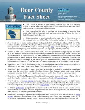 Door County Fact Sheet Page 2