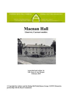 Maenan Hall Llanrwst, Caernarvonshire