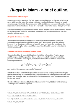Ruqya in Islam - a Brief Outline