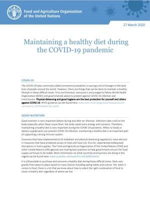 Maintaining a Healthy Diet During the COVID-19 Pandemic