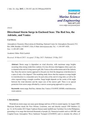Directional Storm Surge in Enclosed Seas: the Red Sea, the Adriatic, and Venice