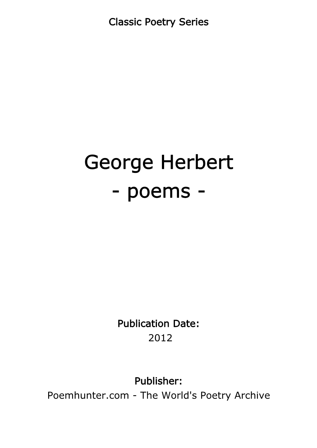 George Herbert - Poems