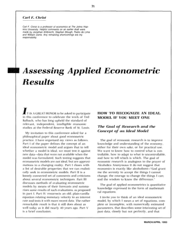 Assessing Applied Econometric Results