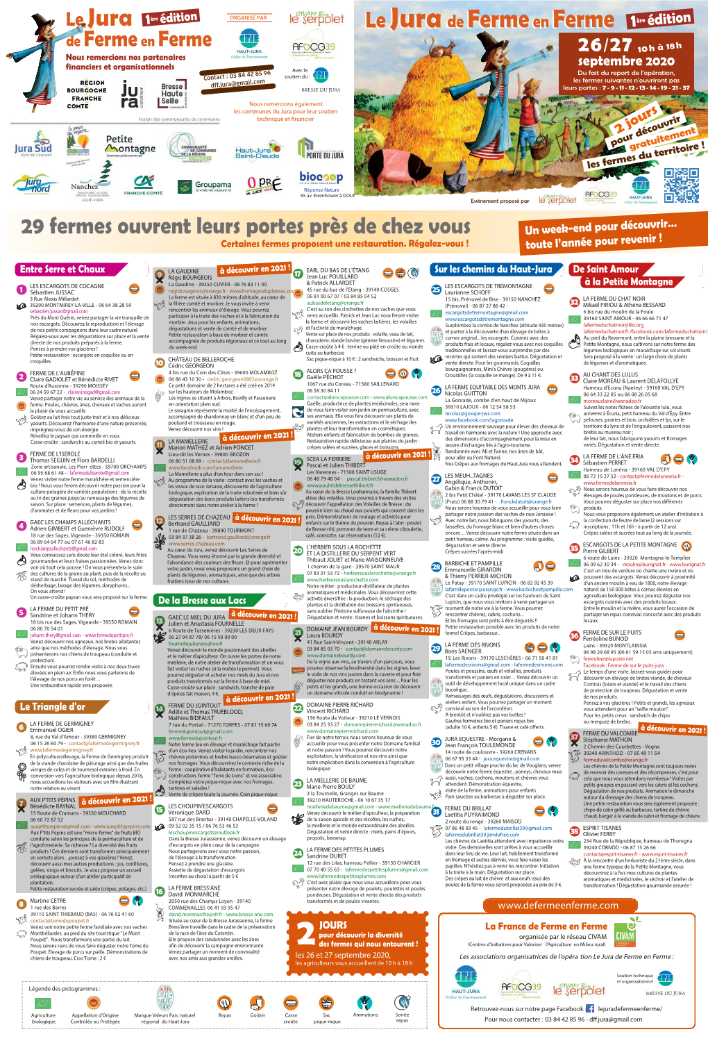 Dépliant Le Jura De Ferme En Ferme 2020 P1V4