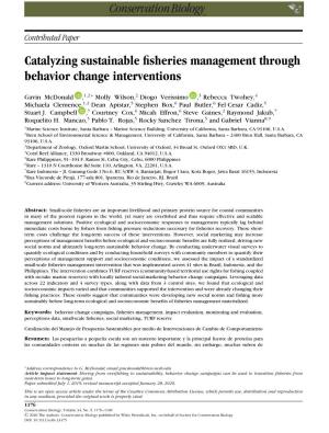 Catalyzing Sustainable Fisheries Management Through Behavior