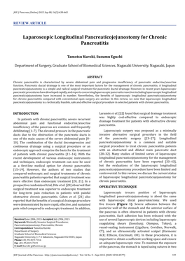 Laparoscopic Longitudinal Pancreaticojejunostomy for Chronic Pancreatitis