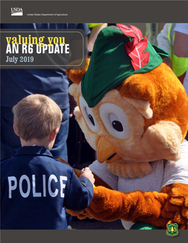 Valuing You an R6 UPDATE July 2019 Cover: a Young Boy Is Greeted by Woodsy Owl at the Safe Kids Northwest Safety Fair in Bellingham, Washington