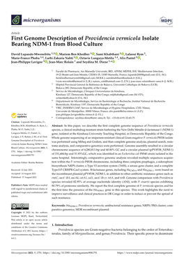 First Genome Description of Providencia Vermicola Isolate Bearing NDM-1 from Blood Culture