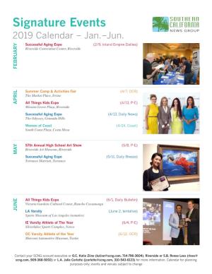 Signature Events 2019 Calendar – Jan.–Jun